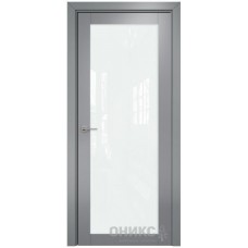 Межкомнатная дверь Оникс Сорбонна Эмаль по RAL7040 МДФ со стеклом