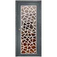 Межкомнатная дверь Оникс Сорбонна Дуб седой решетка с зеркалом