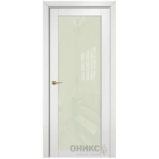 Межкомнатная дверь Оникс Сорбонна Эмаль белая по ясеню со стеклом