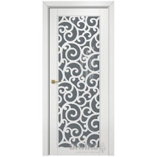 Межкомнатная дверь Оникс Сорбонна Эмаль белая по ясеню решетка со стеклом