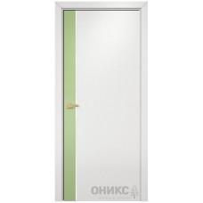 Межкомнатная дверь Оникс Duo эмаль фисташка по МДФ / эмаль белая по МДФ со стеклом