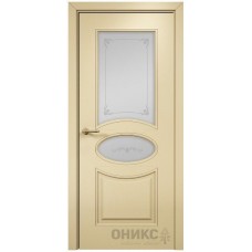 Межкомнатная дверь Оникс Эллипс эмаль RAL 1015 по МДФ пескоструй со стеклом