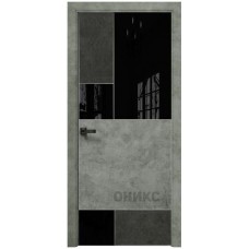 Межкомнатная дверь Оникс New York Бетон тёмный/бетон светлый со стеклом