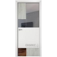 Межкомнатная дверь Оникс New York CPL лофт / эмаль белая по МДФ с зеркалом