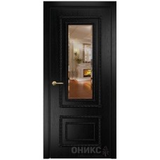 Межкомнатная дверь Оникс Прима Эмаль черная по ясеню с зеркалом