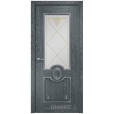 Межкомнатная дверь Оникс Рада Дуб седой контурный витраж со стеклом