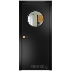 Межкомнатная дверь Оникс Сфера Эмаль черная МДФ со стеклом