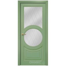 Межкомнатная дверь Оникс Софья эмаль RAL 6021 по МДФ гравировка со стеклом