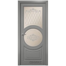 Межкомнатная дверь Оникс Софья Эмаль RAL 7036 по МДФ контурный витраж