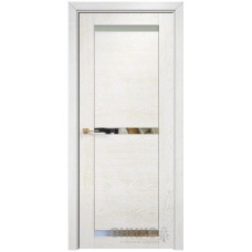 Межкомнатная дверь Оникс Тектон 3 Белая эмаль патина серебро со стеклом
