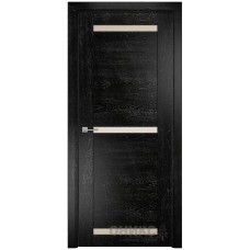 Межкомнатная дверь Оникс Тектон 3 Черная эмаль патина серебро со стеклом