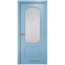 Межкомнатная дверь Оникс Венеция Эмаль голубая по ясеню стекло с гравировкой со стеклом