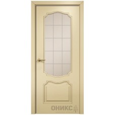 Межкомнатная дверь Оникс Венеция эмаль RAL 1015 по МДФ пескоструй со стеклом