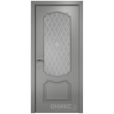 Межкомнатная дверь Оникс Венеция Эмаль RAL 7036 по МДФ стекло с гравировкой со стеклом