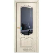 Межкомнатная дверь Оникс Венеция Слоновая кость патина коричневая со стеклом