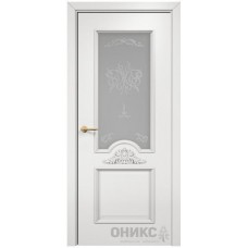 Межкомнатная дверь Оникс Византия Эмаль белая МДФ контурный витраж со стеклом