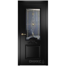 Межкомнатная дверь Оникс Византия Эмаль черная МДФ бевелс со стеклом