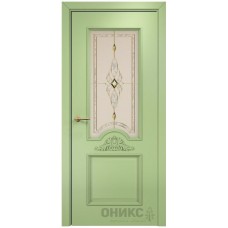 Межкомнатная дверь Оникс Византия Эмаль фисташка МДФ бевелс со стеклом