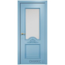 Межкомнатная дверь Оникс Византия Эмаль голубая МДФ со стеклом