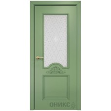 Межкомнатная дверь Оникс Византия эмаль RAL 6021 по МДФ гравировка со стеклом