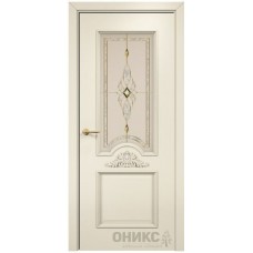 Межкомнатная дверь Оникс Византия Эмаль слоновая кость МДФ бевелс со стеклом