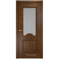 Межкомнатная дверь Оникс Византия Каштан гравировка со стеклом