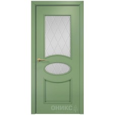 Межкомнатная дверь Оникс Эллипс эмаль RAL 6021 по МДФ гравировка со стеклом