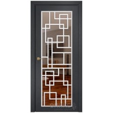 Межкомнатная дверь Оникс Сорбонна Дуб графит решетка с зеркалом