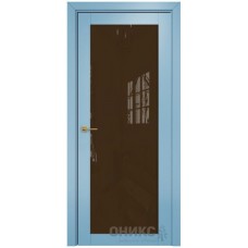 Межкомнатная дверь Оникс Сорбонна Эмаль голубая МДФ со стеклом