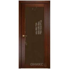 Межкомнатная дверь Оникс Сорбонна Красное дерево черная патина со стеклом