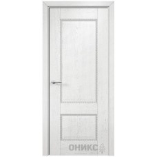 Межкомнатная дверь Оникс Александрия 2 Белая эмаль патина серебро