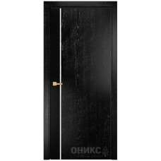 Межкомнатная дверь Оникс Duo эмаль чёрная по МДФ / эмаль чёрная патина серебро со стеклом