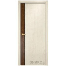 Межкомнатная дверь Оникс Duo каштан / эмаль слоновая кость патина коричневая со стеклом