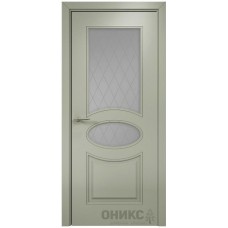Межкомнатная дверь Оникс Эллипс Эмаль 7038 по МДФ пескоструй со стеклом