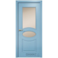 Межкомнатная дверь Оникс Эллипс Эмаль голубая МДФ со стеклом