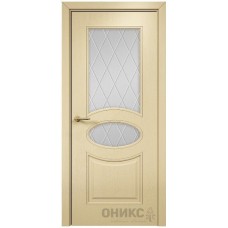Межкомнатная дверь Оникс Эллипс эмаль RAL 1015 по ясеню стекло с гравировкой