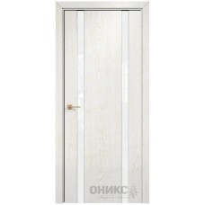 Межкомнатная дверь Оникс Престиж 2 Белая эмаль патина золото со стеклом
