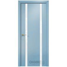 Межкомнатная дверь Оникс Престиж 2 Голубая эмаль патина золото со стеклом
