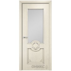 Межкомнатная дверь Оникс Рада Слоновая кость эмаль патина серебро со стеклом