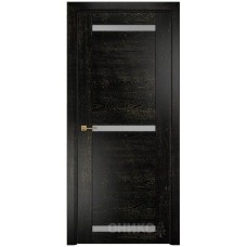 Межкомнатная дверь Оникс Тектон 3 Черная эмаль патина золото со стеклом