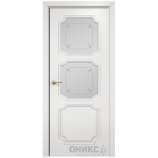 Межкомнатная дверь Оникс Валенсия Эмаль белая МДФ пескоструй со стеклом