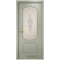 Межкомнатная дверь Оникс Венеция Эмаль 7038 по ясеню контурный витраж со стеклом