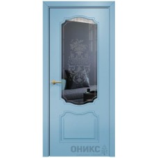 Межкомнатная дверь Оникс Венеция Эмаль голубая МДФ пескоструй со стеклом
