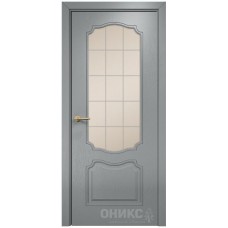 Межкомнатная дверь Оникс Венеция Эмаль по RAL 7040 по ясеню пескоструй со стеклом