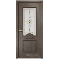 Межкомнатная дверь Оникс Византия Дуб античный бевелс со стеклом