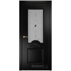 Межкомнатная дверь Оникс Византия Эмаль черная по ясеню бевелс со стеклом