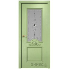 Межкомнатная дверь Оникс Византия Эмаль фисташка по Ясеню бевелс со стеклом