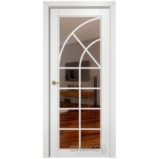 Межкомнатная дверь Оникс Сорбонна Эмаль белая МДФ решетка с зеркалом