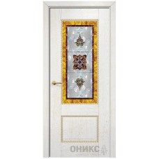 Межкомнатная дверь Оникс Александрия 2 Белая эмаль патина золото фотопечать №6