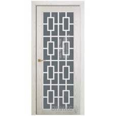 Межкомнатная дверь Оникс Сорбонна Жемчужный ясень решетка со стеклом